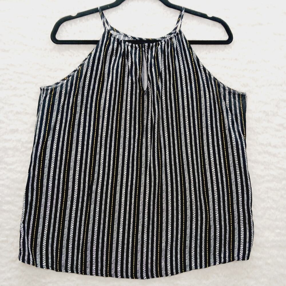 Cami Black Yellow Stripe Spaghetti Strap Cottagecore Y2K Whimsycore Casual Sz L
